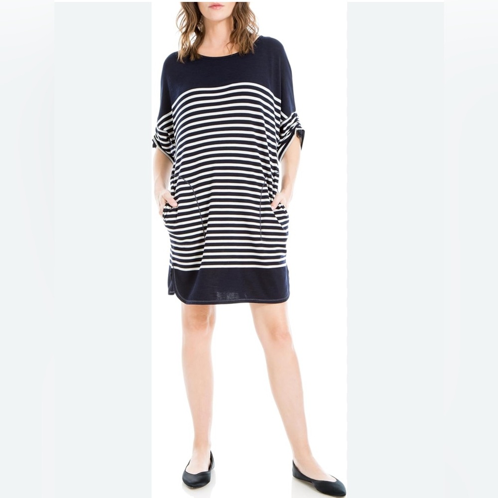 Max Studio Navy & White Striped Mini Dress NWT Size S
